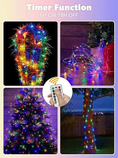 3 Pack Fairy Lights Battery Operated with Remote Control Timer, 26 FT 80 LED String Lights Outdoor Indoor, 8 Mode Twinkle Lights for Christmas Party Wedding Birthday Bedroom Decoration (Multicolor)