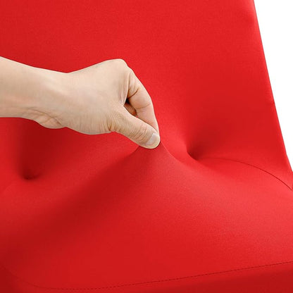 Peomeise Stretch Spandex Folding Chair Cover for Wedding Party Dining Banquet Event (Red,6pcs)