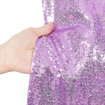 Poise3EHome 6Ft x 8Ft Lavender Sequin Backdrop, Glitter Thick Satin Sequin Background Drapes, Sparkly Opaque Photography Curtain Backdrop for Wedding Party Holiday Festival Decor