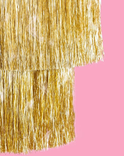 xo, Fetti Gold Fringe Tinsel Chandelier | 16" | Bachelorette Party Decorations, Birthday Photo Booth Supplies, New Years Eve Decor, HBD