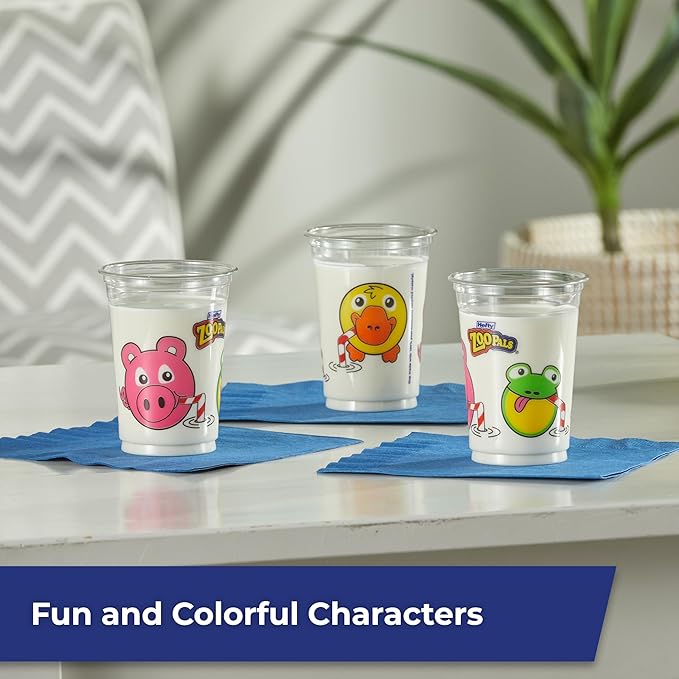 Hefty Zoo Pals Kids Cups, Animal Printed Kids Plastic Cups for Birthday Parties or Everyday Use, Great for Small Hands to Hold, 25 Count, 10 Fl. Oz.