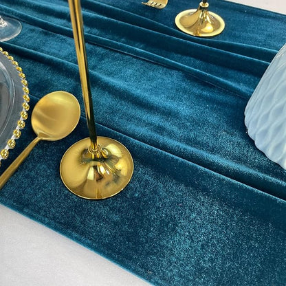 Velvet Table Runner, 10ft Luxurious Wedding Reception Decorations Soft Velvet Fabric Table Linen Overlay for Party (20 x 120 inch, Teal Blue)
