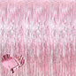 4 Pack Pink Fringe Curtain Backdrop, 3.2Ft x 6.6Ft Metallic Tinsel Foil Fringe Streamers Background for Photo Booth Birthday Wedding Baby Shower Carnival Easter Mother’s Day Party Decorations