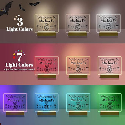 Personalized Bar Gifts for HOME BAR, Custom Name Date Acrylic Light Up Signs, Customized Acrylic Plaque with Night Light, Personalized Night Light for Man Cave Decor