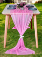 MDS 5 Pack 10ft Chiffon Table Runner 29 x 120 Inches Sheer Wedding Runner Romantic Rustic Table Runner for Wedding Decorations, Birthday Parties, Bridal Shower Party Arch Decor - Bubblegum Pink