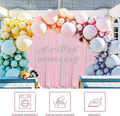 MEETSKY Pink Backdrop Curtain for Parties Baby Shower Pink Photo Curtains with Rod Pockets Backdrop Drapes Privacy Fabric Decoration for Wedding Birthday Gril Party Home Decor, 5ft x 10ft, 2 Panels