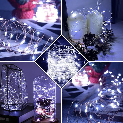 12 Pack White Fairy Lights 7Ft 20 LED Twinkle String Lights 3 Modes Battery Operated Waterproof Firefly Starry for Mason Jar Party Wedding Christmas Valentines Day Table Centerpieces,Cold White
