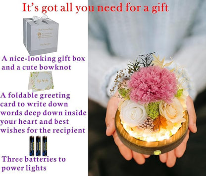 Valley of Rain & Forest Long-Lasting Real Flowers, Unique Floral Gift for You to Send Love for All Occasions, for Indoor Decoration (Pink Carnation, White & Yellow Roses arrangement)