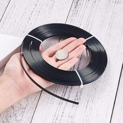 Fashewelry 32.8Ft 5mm Aluminum Flat Wire Black Bendable Metal Craft Wire Strip for Bezel Sculpting Armature Jewelry Making Gem Metal Wrap