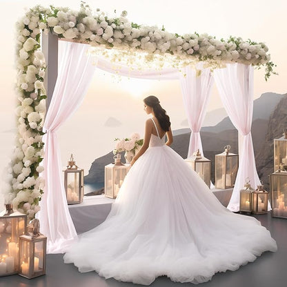 30" x 20Ft Wedding Arch Draping Fabric, 1 Panel Blush Sheer Curtain Drapes Extra Wide & Long Backdrop Curtains for Wedding Arch Ceremony Birthday Party Decorations