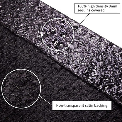 Poise3EHome 5Ft x 7Ft Black Sequin Backdrop, Glitter Thick Sequin Background Drapes Sequence Xmas Thanksgiving Backdrop for Wedding Party Holiday Festival Decor