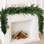 6FT Christmas Garland Artificial Norfolk Pine Tree Greenery, Cedar Cypress with Red Berries Pine Cones, Realistic Winter Holiday Mantel Fireplace Door Table Decor, Indoor Outdoor