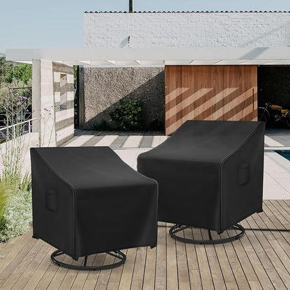Outdoor Swivel Chair Covers Waterproof, Outdoor Rocking Chair Covers 2 Pack, Patio Chair Covers for Outdoor Furniture Fits up to 30W x 34D x 38.5H inches, Black