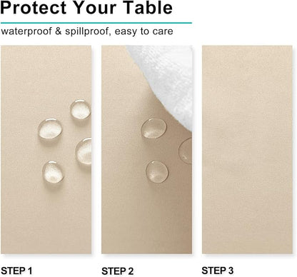 Hiasan 2 Pieces Rectangle Tablecloth - Waterproof Washable Polyester Table Cloth for Dining Room Kitchen Party Camping, Beige, 54 x 80 Inch