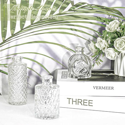 Set of 36 Glass Bud Vase Set, Small Vintage Clear Flower Vase Centerpieces for Table Bulk Cute Rustic Style Mini Vase for Home Decor Wedding Baby Shower Birthday Party