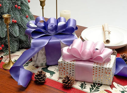 Purple Satin Ribbon Double-Faced Wired Ribbons for Gift Wrapping Flower Bouquet Bows Wedding Invitation Christmas Decor Crafts 2-1/2 Inch 10 Yards