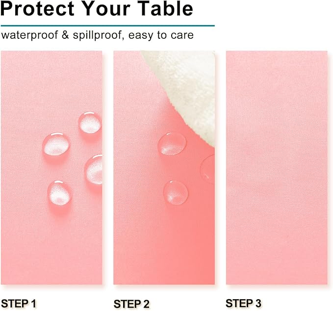 Hiasan Waterproof Tablecloth Rectangle - Washable Fabric Table Cloth for Dining Room Kitchen Birthday Party and Outdoor Use, Rose Pink, 70 x 90 Inch