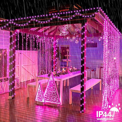 YEGUO Pink String Lights Outdoor Waterproof, 165ft 500 LED Christmas Lights Indoor, 8 Modes Clear Wire Fairy Light Plug in for Party Tree Valentines Wedding