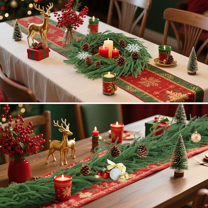 2Pcs 6ft Artificial Norfolk Pine Garland,Christmas Garland Greenery Garland for Mantle, Fireplace, Table, Wall, Window, Bedroom, Indoor Outdoor Holiday Winter Christmas Decorations (2, 6FT)
