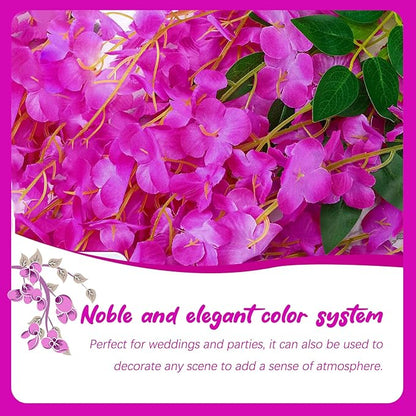 12 Pack Purple Red Wisteria Hanging Flowers Garland, 3.77 Feet Artificial Flower Vines, Fake Wisteria, Artificial Vines Hanging Garland for Backdrop Outdoor Yard Garden Decor