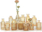 12pcs Glass Bud Vase Set, Small Gold Amber Flower Vases for Centerpieces in Bulk, Mini Vintage Vase for Wedding, Home,Table Decoration