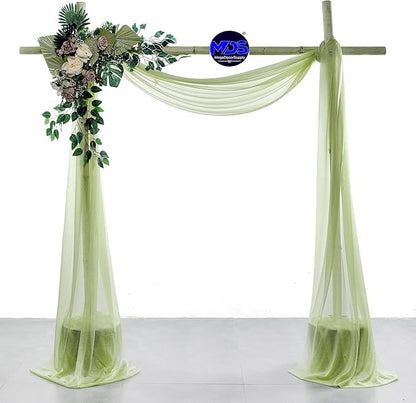 MDS Halloween Chiffon Draping Fabric - 1 Panel, 30" Wide x 30ft Long - Sheer Spooky Arbor & Canopy Drapery for Haunted House Backdrops, Party Ceilings, DIY Costumes & Themed Events - Sage Green