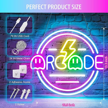 Gamer Neon Sign for Gamer Room Decor, Dimmable Arcade Neon Signs for Wall Decor, USB Powered Bright LED Neon Gaming Signs for Boys Room, Best Gamer Gifts for Teenage Boys, Kids(13.3”x13.3”)