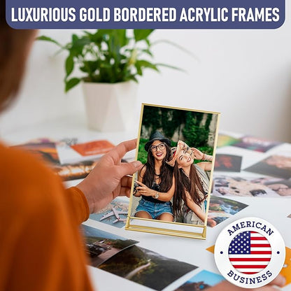 Gold Picture Frames Double-Sided, 6-Pack 8.5x11 Acrylic Table Number Holders, Clear Easel Stands for Signs, Gold Frames for Wedding Table Numbers, Menu Holders, and Photo Displays for Events and Décor