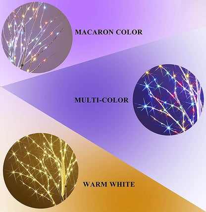 Hairui Lighted Birch Branches Battery Operated with 8 Functions 100 Multi Color and Warm White Lights, Pre Lit Twig Branches for Easter Christmas Party Room Decoration