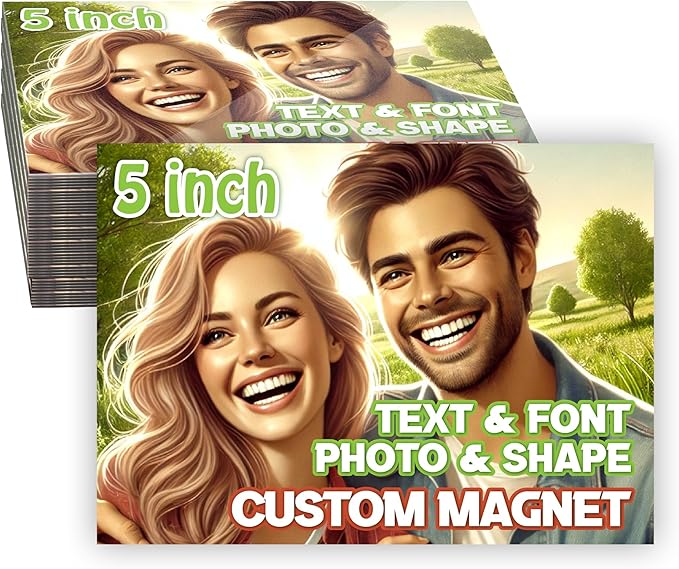 KETABAO – 5" Personalized Rectangle Magnetic Photo Picture Frames - Custom Refrigerator and Car Magnets for Decorations and Gifts