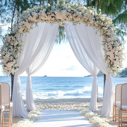Wedding Arch Draping Fabric, 1 Panel 28" x 19Ft White Drapes Sheer Backdrop Curtain for Wedding Ceremony Party Ceiling Decor