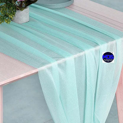 MDS Halloween Chiffon Table Runner - 15 Pack, 29 x 170 Inches, 14ft Each - Sheer Spooky Table Runners for Haunted House Parties, Trick-or-Treat Tables, Witchy Décor, Wedding & Events - Teal