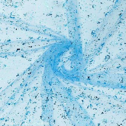 Artoid Mode Light Blue Gold Gauze Table Runner 120 Inch 10FT, Glitter Metallic Foil Sheer Dining Wedding Anniversary Holiday Table Decor for Home Party