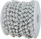 8mm Crafts Faux Pearl Beads Garland Pearl Bead Roll Strand of Pearls to Decorate Floral Centerpieces Wedding Party Favor Christmas Tree(33 Feet Silver)