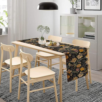 Japanese Table Runner Retro Flowers Oriental Tradition Kio Fish Art Printed Burlap Runner Home Kitchen Dining Table Living Room Decor Fabric 1 Panel W13xL90in