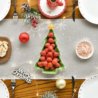 Artoid Mode Grey Snowman Snowflake Let it Snow Christmas Table Runner, Seasonal Winter Kitchen Dining Table Decor for Home Party Indoor 13x120 Inch