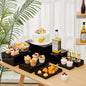 Leinuosen 7 Pcs Large Buffet Risers Set 6" to 12" Acrylic Display Box Catering Dessert Table Riser Food Display Decorative Stand with Hollow Bottom for Catering Supplies(Black, Rectangle)
