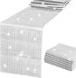 SquarePie Disco Table Runner 6 Pack - Silver Mirror Sequin Glitter Foil Runner for Disco Party Decor Retro 70s 80s Theme, Bachelorette Birthday Dance Decoration 12x108 Inch