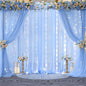 10x10ft Light Blue Chiffon Backdrop Curtain with Lights for Baby Shower Birthday Party, Sky Blue Curtain Backdrop with Lights for Wedding Parties Photo Shoot (5 x 10ft,2 Panels)