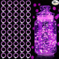Aogist 50 Pack Fairy Lights 3 Modes 7ft 20 LED Waterproof,Battery Operated Silver Wire Firefly Starry Moon Mini String Lights for Mason Jars Christmas DIY Crafts Wedding Party Bedroom,Pink