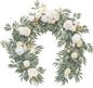 Floroom 6ft Artificial Eucalyptus Garland with Flowers Fake Greenery Faux Floral Vine Garland for Table Decor Wedding Centerpieces Bridal Shower Party Decorations, Cream White