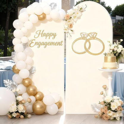 6FT Ivory Arch Cover - Polyester Fitted Wedding Arch Stand Covers Round Top Chiara Arch Backdrop Cover for Birthday Party Banquet Photo Background Decoration