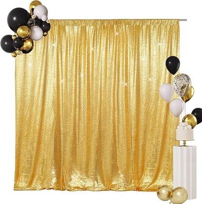 SquarePie Sequin Backdrop Curtain Not See Through Background for Wedding Party 5FT x 7FT Gold