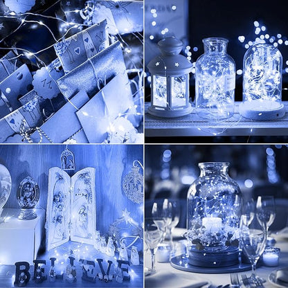 kolpop 3 Pack LED Fairy Lights Battery Operated, Mini Twinkle String Lights Battery Powered Waterproof for Christmas Mason Jars Party,Cool White