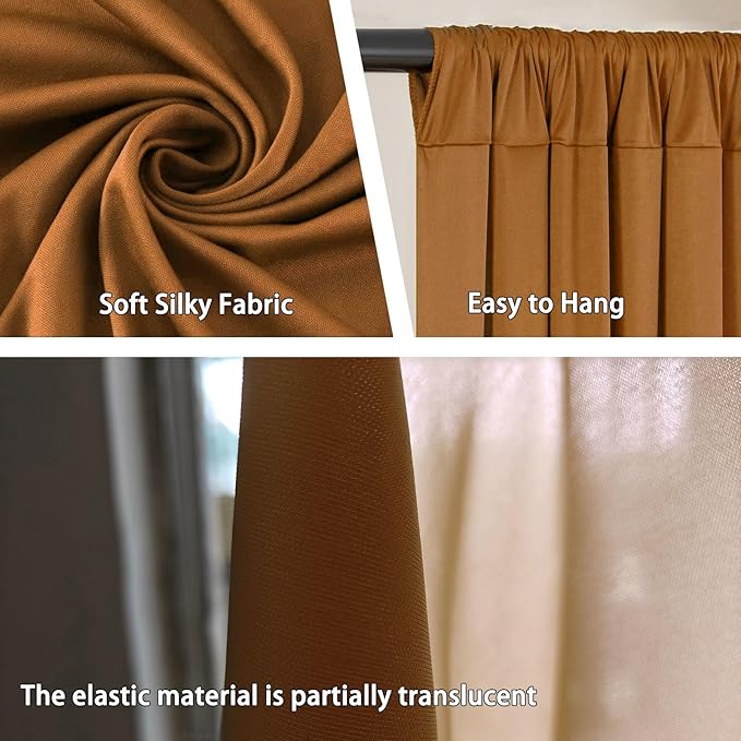 10 x 10 Feet Brown Backdrop Curtain for Partie, Background Curtains for Photoshoot, Birthday, Wedding, Halloween, Thanksgiving, Christmas Day, New Year Party Decorations 5Ft x 10Ft, 2 Panels