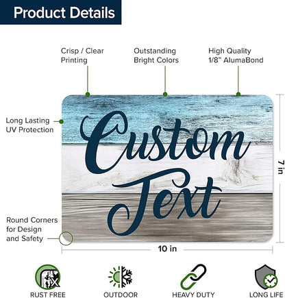 Custom Sign, Custom Street Sign, 11 Font Colors, 13 Font Styles, 4 Hole Options, 22 Sizes, 7x10 Inches, Rust Free DiBound, Fade Resistant, Made in USA by My Sign Center (Coastal)