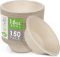 100% Compostable Paper Bowls [16 oz.] – 150 Disposable Bowls Eco Friendly Sturdy Tree Free Liquid and Heat Resistant Alternative to Plastic or Paper Bowls
