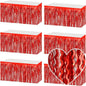 6 Pack 29x108 Inch Red Wave Foil Fringe Table Skirts Metallic Banner for Tinsel Streamer Garland Backdrop for Parade Floats Wedding, Mother's Day, Birthday Mardi Gras Party Decorations