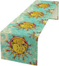 Retro Sun Moon Table Runner, Phase of The Moon Vintage Cloud Table Runner for Kitchen Dinner Living Room Table Runner Yellow Floral, 13x108 Inch Yellow Blue