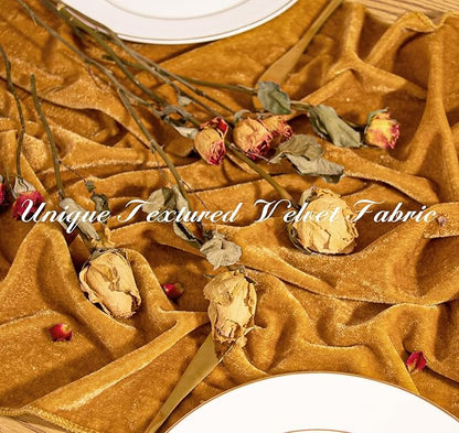 Velvet Table Runner 20 x 120 Inches 10ft Luxurious Thick Soft Velvet Christmas Thanksgiving Wedding Reception Table Runner for Party Reception Decorations(Gold, 6 Pack)